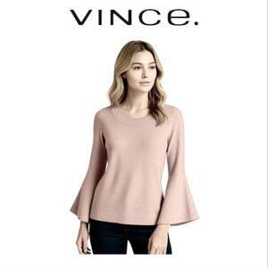 Vince 100% Cashmere 💕 Blush Sweater XS Bell Sleeve Knit 🌸 Cozy Luxe Valentine